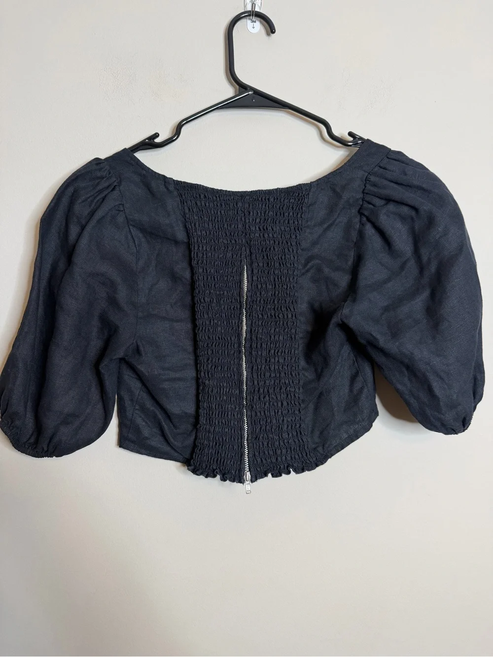 Reformation Yucca Linen Square Neck Blouse Black Size 8